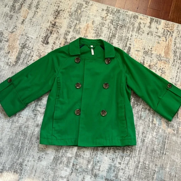 Old Navy Women's Size Small Green Pea Coat Jacket with 3/4 Cuff Button Sleeves - Picture 1 of 6